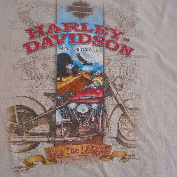 Harley-Davidson '05 Motorcycles Beige Sportster Eagle Short Sleeve T-Shirt 2XL - Picture 8 of 11